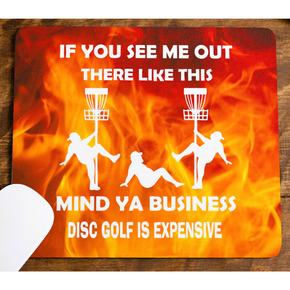Disc Golf Funny Stripper Man FLAMING Mousepad Mouse Pad Computer Golf Gift - Picture 3 of 3